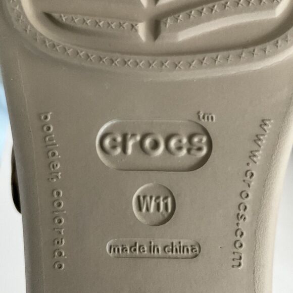 CROCS Sandals Women 11M Tan Open-toe Strappy Mules - Picture 6 of 12